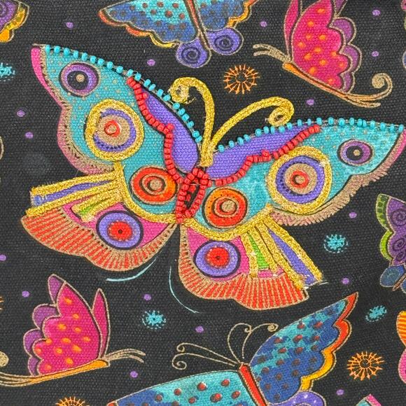 Laruel Burch Beaded Butterfly Pirnt Crossbody Shoulder Handbag Adjustable Strap - Picture 3 of 6